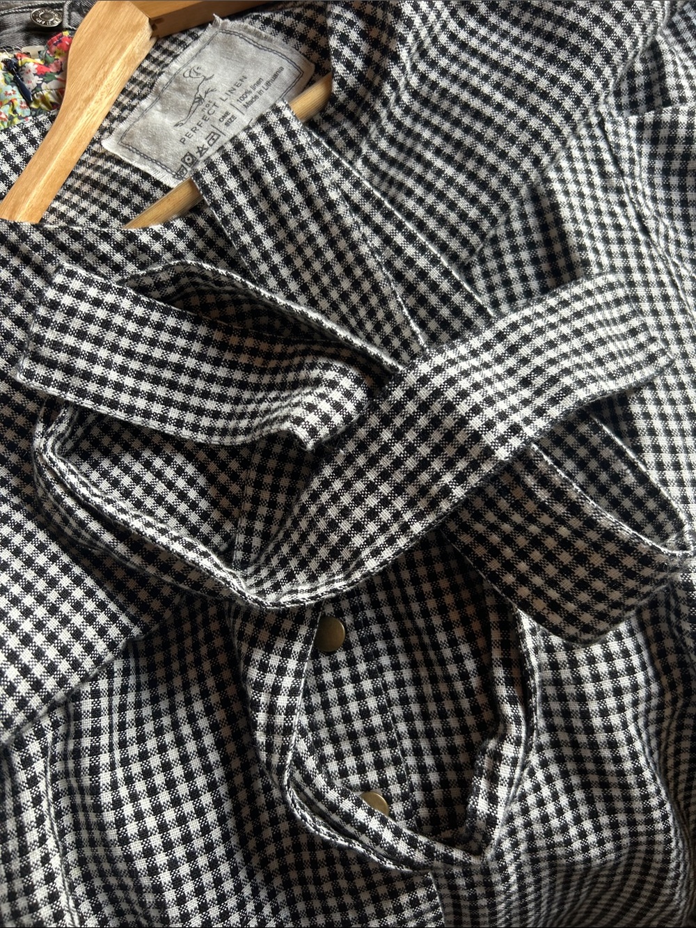 notPERFECTLINEN Black and White Gingham Button-Front Dress - Picture 5 of 5